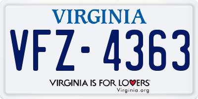 VA license plate VFZ4363