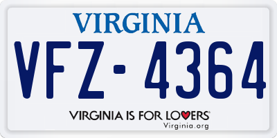 VA license plate VFZ4364