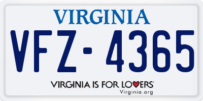 VA license plate VFZ4365