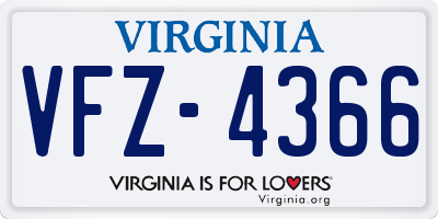 VA license plate VFZ4366