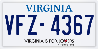 VA license plate VFZ4367