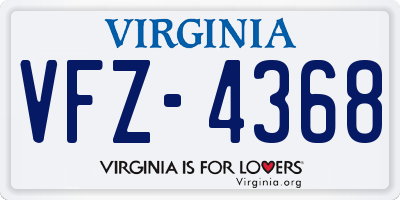 VA license plate VFZ4368