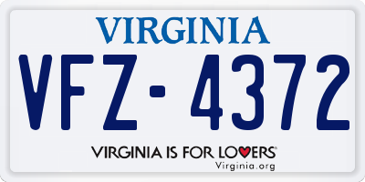 VA license plate VFZ4372