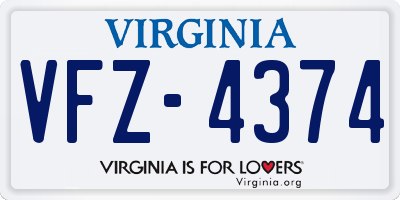 VA license plate VFZ4374