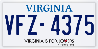 VA license plate VFZ4375