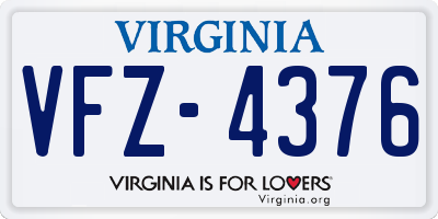 VA license plate VFZ4376
