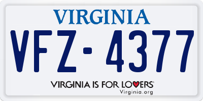VA license plate VFZ4377