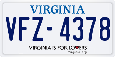 VA license plate VFZ4378