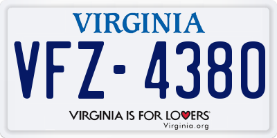 VA license plate VFZ4380