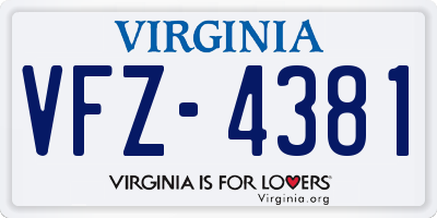 VA license plate VFZ4381