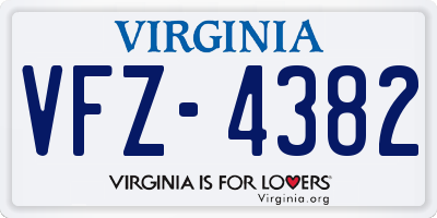 VA license plate VFZ4382