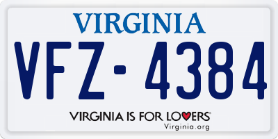 VA license plate VFZ4384