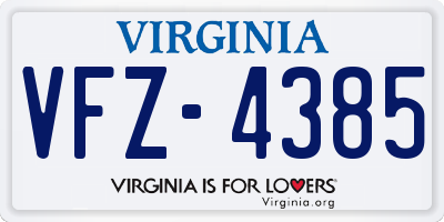 VA license plate VFZ4385