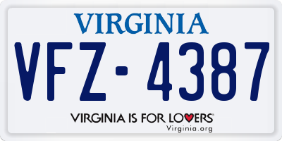 VA license plate VFZ4387