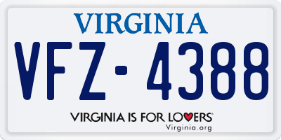 VA license plate VFZ4388