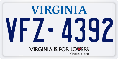 VA license plate VFZ4392