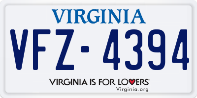VA license plate VFZ4394