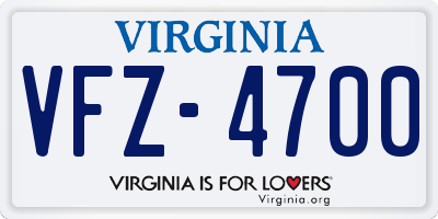 VA license plate VFZ4700