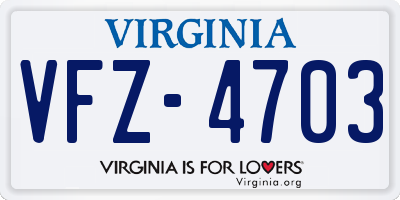 VA license plate VFZ4703