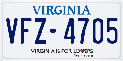 VA license plate VFZ4705