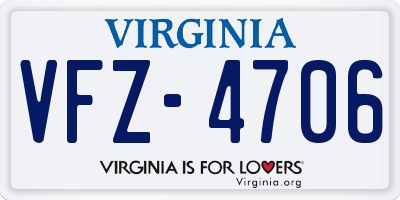 VA license plate VFZ4706