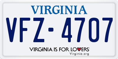 VA license plate VFZ4707