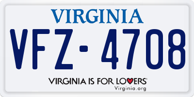 VA license plate VFZ4708