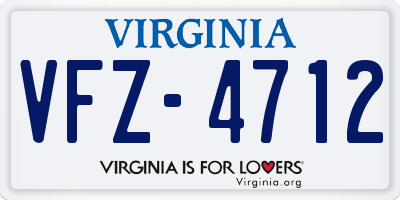 VA license plate VFZ4712