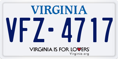 VA license plate VFZ4717