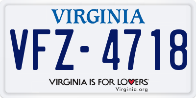 VA license plate VFZ4718
