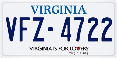 VA license plate VFZ4722