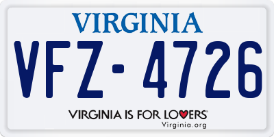 VA license plate VFZ4726