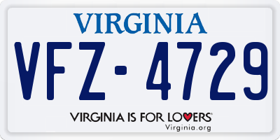 VA license plate VFZ4729