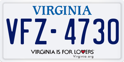 VA license plate VFZ4730