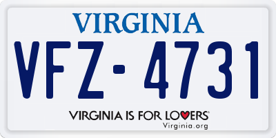 VA license plate VFZ4731