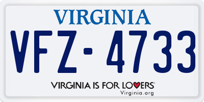 VA license plate VFZ4733