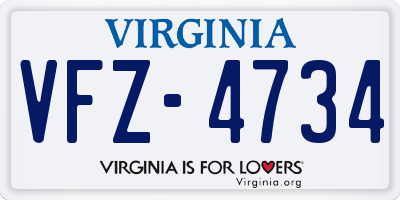 VA license plate VFZ4734