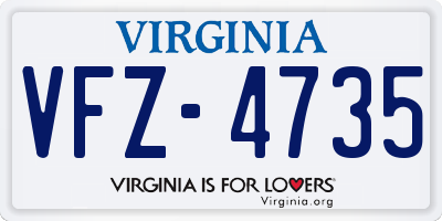 VA license plate VFZ4735