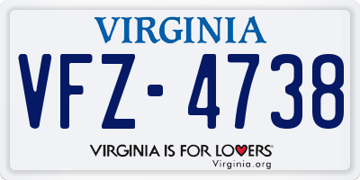 VA license plate VFZ4738