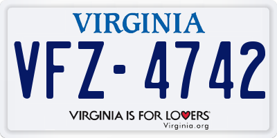VA license plate VFZ4742