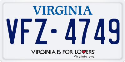 VA license plate VFZ4749
