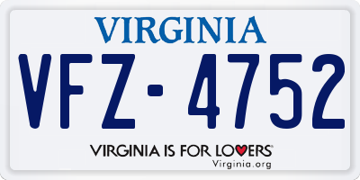 VA license plate VFZ4752
