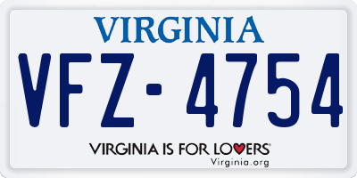 VA license plate VFZ4754
