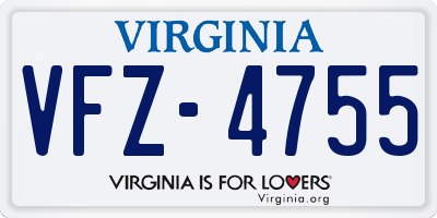 VA license plate VFZ4755