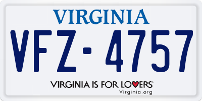 VA license plate VFZ4757