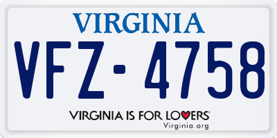 VA license plate VFZ4758