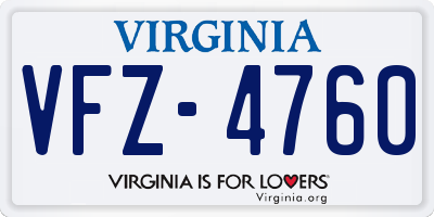 VA license plate VFZ4760
