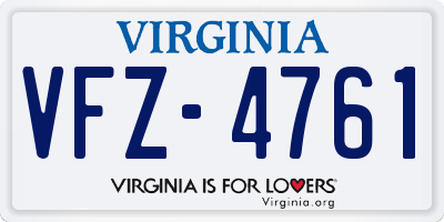 VA license plate VFZ4761
