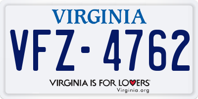 VA license plate VFZ4762
