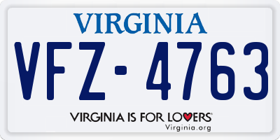 VA license plate VFZ4763